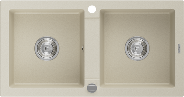 Mexen Mario žulový dřez 2-komorový 820 x 436 mm, béžový, sifon chrom - 6504822000-69