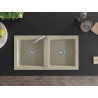 Mexen Mario granitový dřez dvoukomorový 820 x 436 mm, béžový, sifon chrom - 6504822000-69