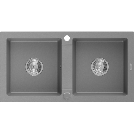 Mexen Mario dvoukomorový žulový dřez 820 x 436 mm, šedý, chromovaný sifon - 6504822000-71