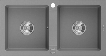 Mexen Mario dvoukomorový žulový dřez 820 x 436 mm, šedý, chromovaný sifon - 6504822000-71