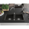 Mexen Mario granitový dřez 2-komorový 820 x 436 mm, černý/zlatý metalický, sifon chrom - 6504822000-75