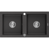 Mexen Mario granitový dřez 2-komorový 820 x 436 mm, černý skvrnitý, chromový sifon - 6504822000-76