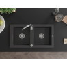 Mexen Mario granitový dřez 2-komorový 820 x 436 mm, černý skvrnitý, chromový sifon - 6504822000-76