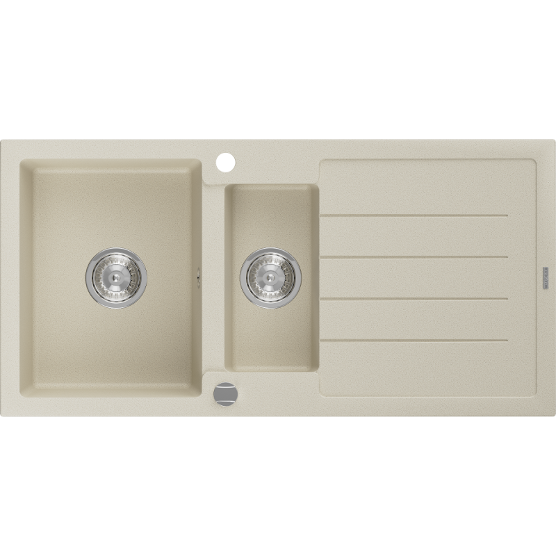 Mexen Andres granitový dřez 1,5-komorový s odkapávačem 1000 x 500 mm, béžový, sifon chrom - 6515101510-69
