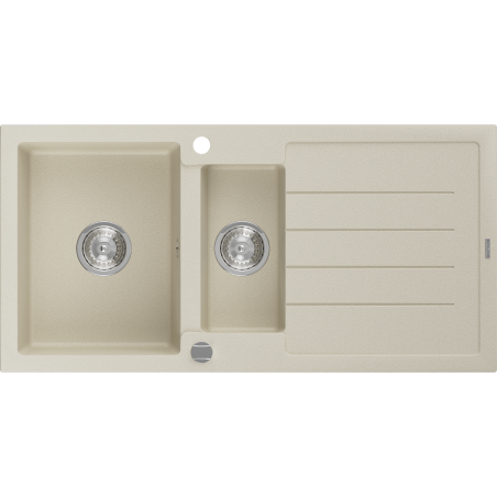 Mexen Andres granitový dřez 1,5-komorový s odkapávačem 1000 x 500 mm, béžový, sifon chrom - 6515101510-69