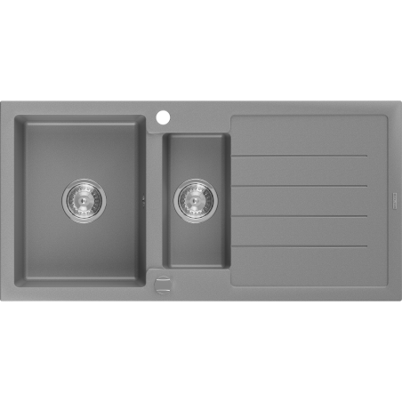 Mexen Andres granitový dřez 1,5-komorový s odkapávačem 1000 x 500 mm, šedý, sifon chrom - 6515101510-71