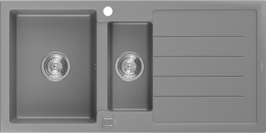Mexen Andres granitový dřez 1,5-komorový s odkapávačem 1000 x 500 mm, šedý, sifon chrom - 6515101510-71