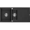 Mexen Andres granitový dřez 1,5-komorový s odkapávačem 1000 x 500 mm, černý/stříbrný metalik, sifon chrom - 6515101510-73