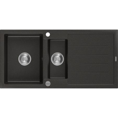 Mexen Andres granitový dřez 1,5-komorový s odkapávačem 1000 x 500 mm, černý/zlatý metalik, sifon chrom - 6515101510-75