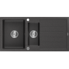 Mexen Andres granitový dřez 1,5-komorový s odkapávačem 1000 x 500 mm, černý skvrnitý, sifon chrom - 6515101510-76
