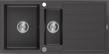 Mexen Andres granitový dřez 1,5-komorový s odkapávačem 1000 x 500 mm, černý skvrnitý, sifon chrom - 6515101510-76