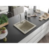 Mexen Vito granitový dřez s jednou komorou 520 x 490 mm, béžový, sifon chrom - 6503521000-69