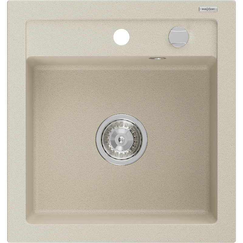 Mexen Vito kuchyňský dřez granitový 1-komorový 520 x 490 mm, béžový, sifon chrom - 6503521000-69