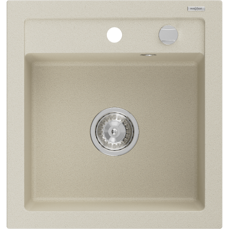 Mexen Vito kuchyňský dřez granitový 1-komorový 520 x 490 mm, béžový, sifon chrom - 6503521000-69
