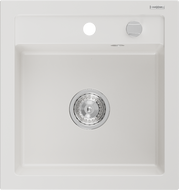 Mexen Vito granitový dřez 1-komorový 520 x 490 mm, bílý, sifon chrom - 6503521000-20
