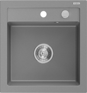 Mexen Vito granitový dřez 1-komorový 520 x 490 mm, šedý, sifon chrom - 6503521000-71