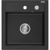 Mexen Vito granitový dřez 1-komorový 520 x 490 mm, černý/stříbrný metalik, sifon chrom - 6503521000-73