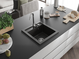 Mexen Vito 1-miskový granitový dřez 520 x 490 mm, Černá/Zlatá kovová - 6503521000-75