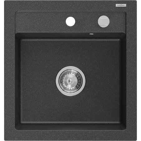 Mexen Vito granitový kuchyňský dřez 1-komorový 520 x 490 mm, černý kropenatý, sifon chrom - 6503521000-76