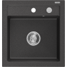 Mexen Vito granitový kuchyňský dřez 1-komorový 520 x 490 mm, černý kropenatý, sifon chrom - 6503521000-76