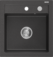 Mexen Vito granitový kuchyňský dřez 1-komorový 520 x 490 mm, černý kropenatý, sifon chrom - 6503521000-76