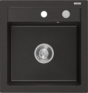 Mexen Vito granitový dřez 1-komorový 520 x 490 mm, černý/zlatý metalik, sifon chrom - 6503521000-75