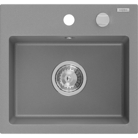 Mexen Milo žulový dřez s jednou komorou 435 x 410 mm, šedý, sifon chrom - 6505441000-71