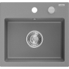 Mexen Milo žulový dřez s jednou komorou 435 x 410 mm, šedý, sifon chrom - 6505441000-71