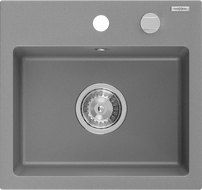 Mexen Milo žulový dřez s jednou komorou 435 x 410 mm, šedý, sifon chrom - 6505441000-71
