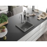 Mexen Milo Granitový jednodřez 435 x 410 mm, šedý, sifon chrom - 6505441000-71