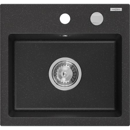 Mexen Milo granitový kuchyňský dřez s jednou komorou 435 x 410 mm, černý/stříbrný metalický, sifon chrom - 6505441000-73
