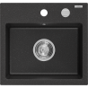Mexen Milo granitový kuchyňský dřez s jednou komorou 435 x 410 mm, černý/stříbrný metalický, sifon chrom - 6505441000-73
