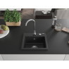 Mexen Milo granitový dřez 1-komorový 435 x 410 mm, černý/stříbrný metalický, sifon chrom - 6505441000-73