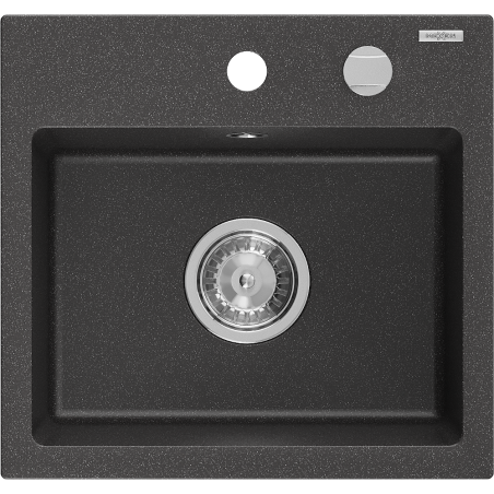 Mexen Milo žulový dřez 1-komorový 435 x 410 mm, černý s tečkami, chromový sifon - 6505441000-76