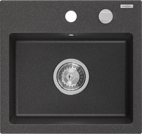 Mexen Milo žulový dřez 1-komorový 435 x 410 mm, černý s tečkami, chromový sifon - 6505441000-76