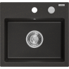 Mexen Milo granitový dřez 1-komorový 435 x 410 mm, černý/zlatý metalik, sifon chrom - 6505441000-75