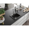 Mexen Milo granitový dřez jedno-komorový 435 x 410 mm, černý/zlatý metalik, sifon chrom - 6505441000-75