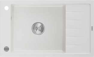 Mexen Elias granitový dřez 1-komorový s odkapávačem 795 x 480 mm, bílý, sifon chrom - 6511791005-20