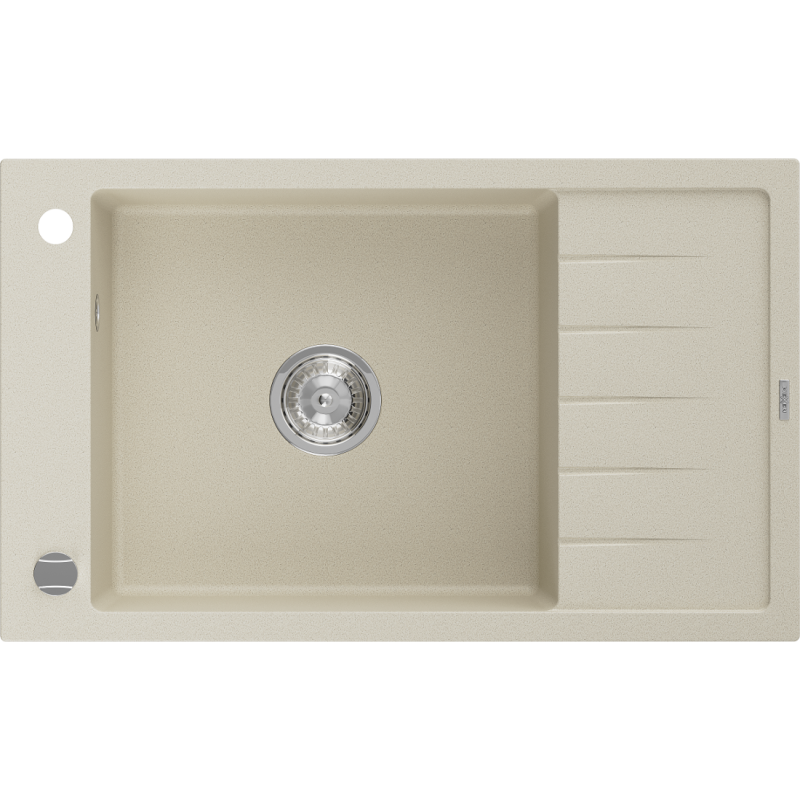 Mexen Elias granitový dřez 1-komorový s odkapávačem 795 x 480 mm, béžový, sifon chrom - 6511791005-69