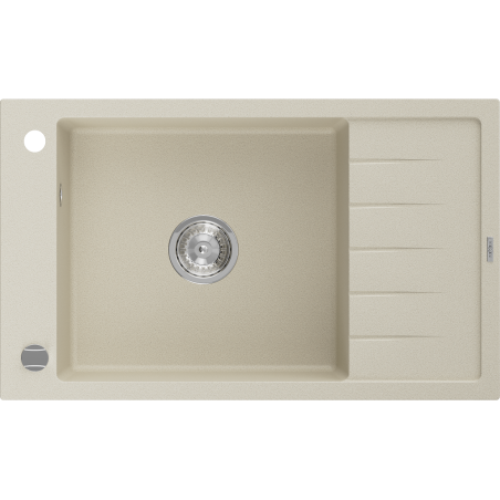 Mexen Elias granitový dřez 1-komorový s odkapávačem 795 x 480 mm, béžový, sifon chrom - 6511791005-69
