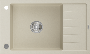 Mexen Elias granitový dřez 1-komorový s odkapávačem 795 x 480 mm, béžový, sifon chrom - 6511791005-69