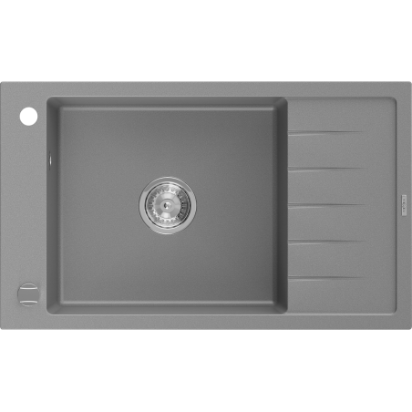 Mexen Elias jednodřezový granitový kuchyňský dřez s odkapávačem 795 x 480 mm, šedý, syfon chrom - 6511791005-71