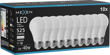 Mexen Nova 10x LED žárovka E27, A60, 5W, Neutrální - 4000K, 525 lm - L100-E27-0540-01x10