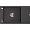 Mexen Elias granitový dřez 1-komorový s odkapávačem 795 x 480 mm, černý skvrnitý, chromový sifon - 6511791005-76