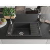 Mexen Elias granitový dřez s 1 komorou a odkapávačem 795 x 480 mm, černý tečkovaný, chromový sifon - 6511791005-76