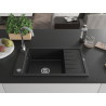 Mexen Elias granitový dřez s odkapávačem 1-komorový 795 x 480 mm, černý, chromový sifon - 6511791005-77