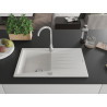 Mexen Cesar granitový jednodřezový dřez s odkapávačem 775 x 470 mm, bílý, sifon chrom - 6514771010-20