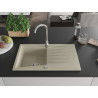 Mexen Cesar granitový dřez 1-komorový s odkapávačem 775 x 470 mm, béžový, syfon chrom - 6514771010-69