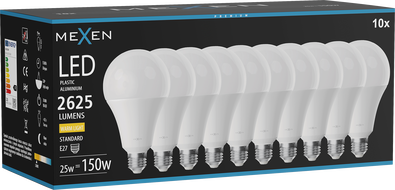 Mexen Nova 10x LED žárovka E27, A95, 25W, Teplá - 3000K, 2625 lm - L100-E27-2530-01x10