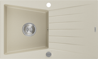 Mexen Cesar žulový dřez s odkapávačem 1-komorový 775 x 470 mm, béžový, sifon chrom - 6514771010-69